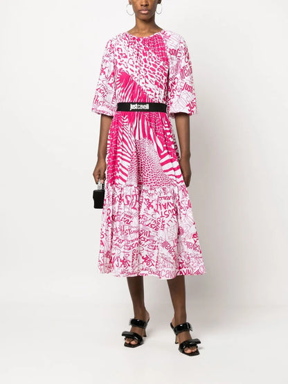 Graphic-Print Flared Dress