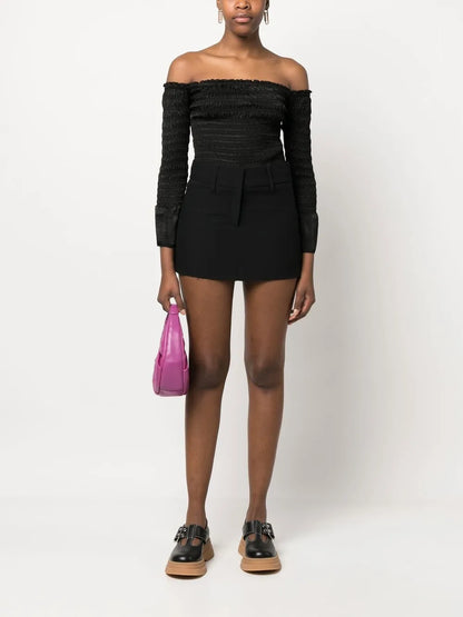 Concealed Front-Fastening Mini Skirt