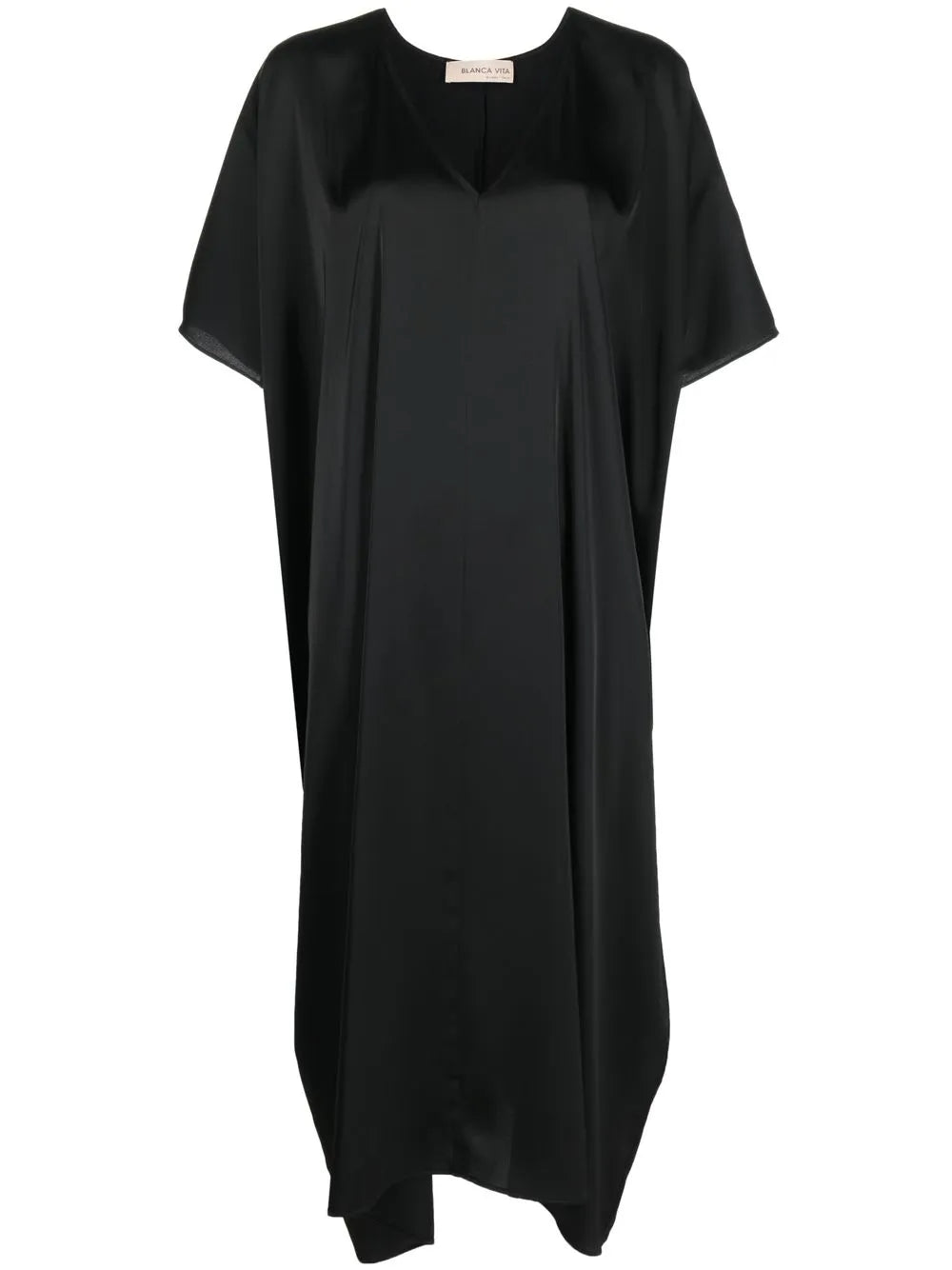 Satin-Finish V-Neck Dress
