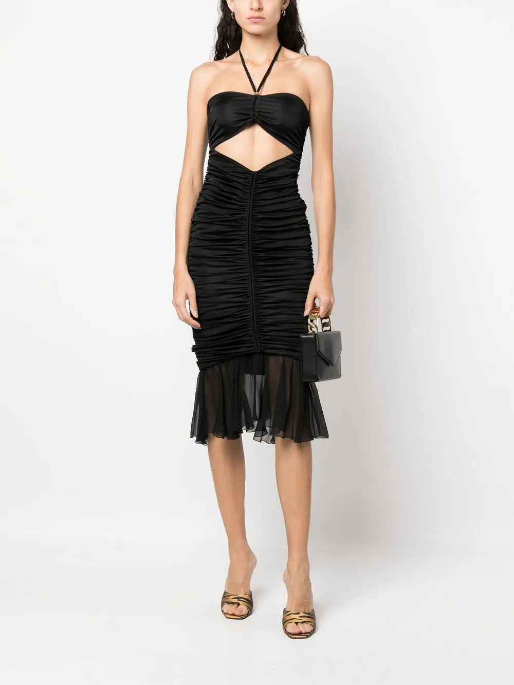 Cut-Out Pleated Midi Dress