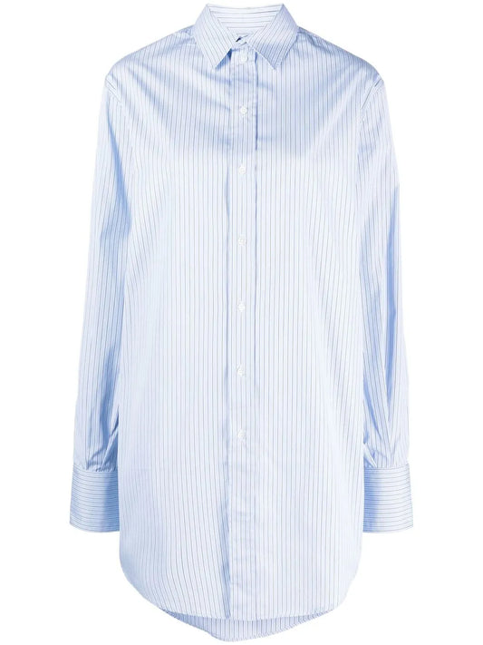 Long-Length Striped Cotton Shirt