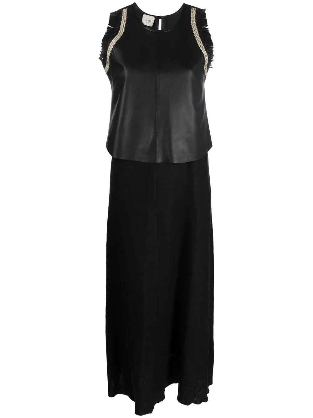 Leather-Top Long Dress