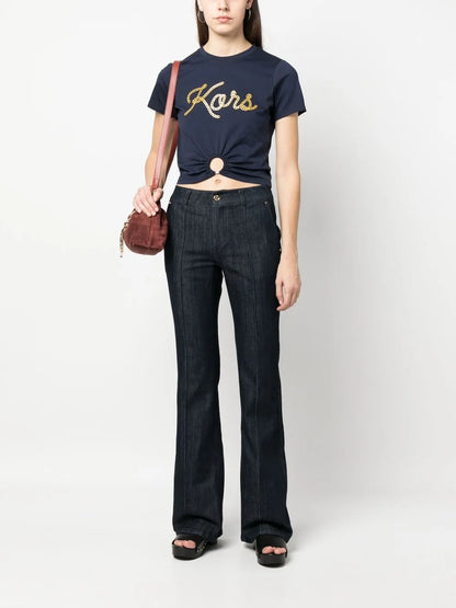 Gathered-Detail Cotton T-Shirt