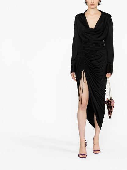 Asymmetric V-Neck Dress