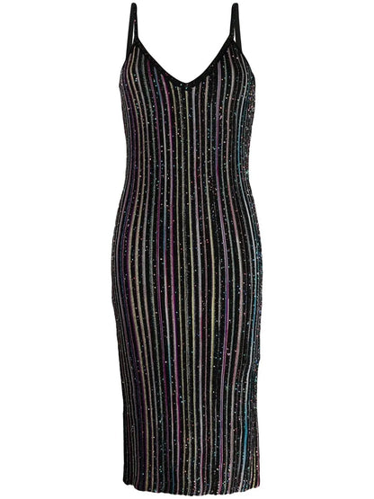 Glitter-Detailed Knit Dress