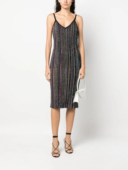 Glitter-Detailed Knit Dress