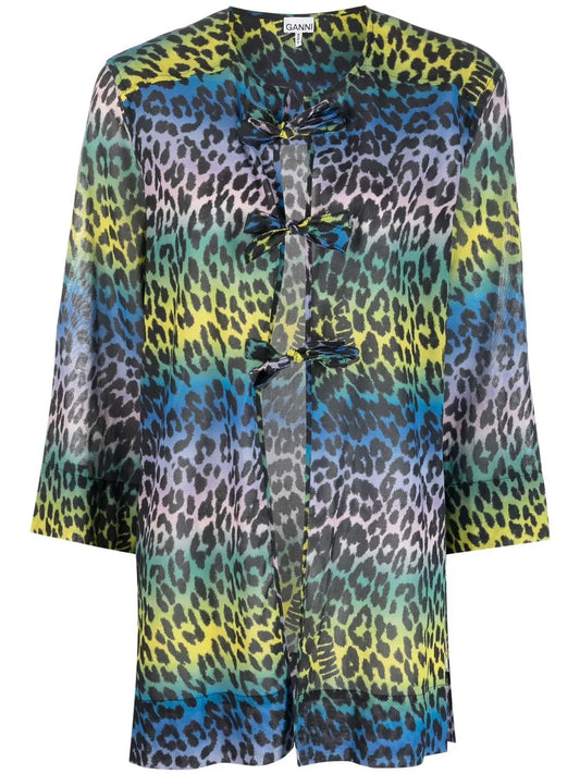Leopard-Print Cotton Blouse