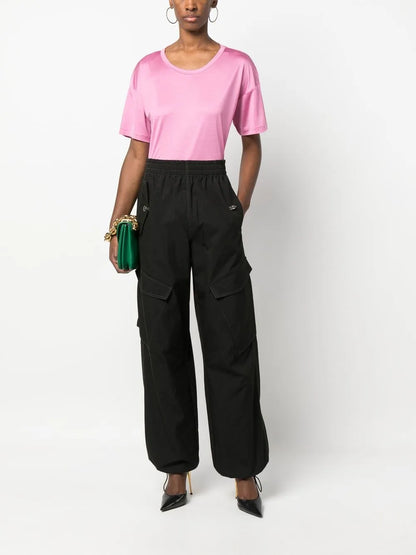 Logo-Patch Short-Sleeved Silk T-Shirt