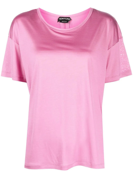 Logo-Patch Short-Sleeved Silk T-Shirt