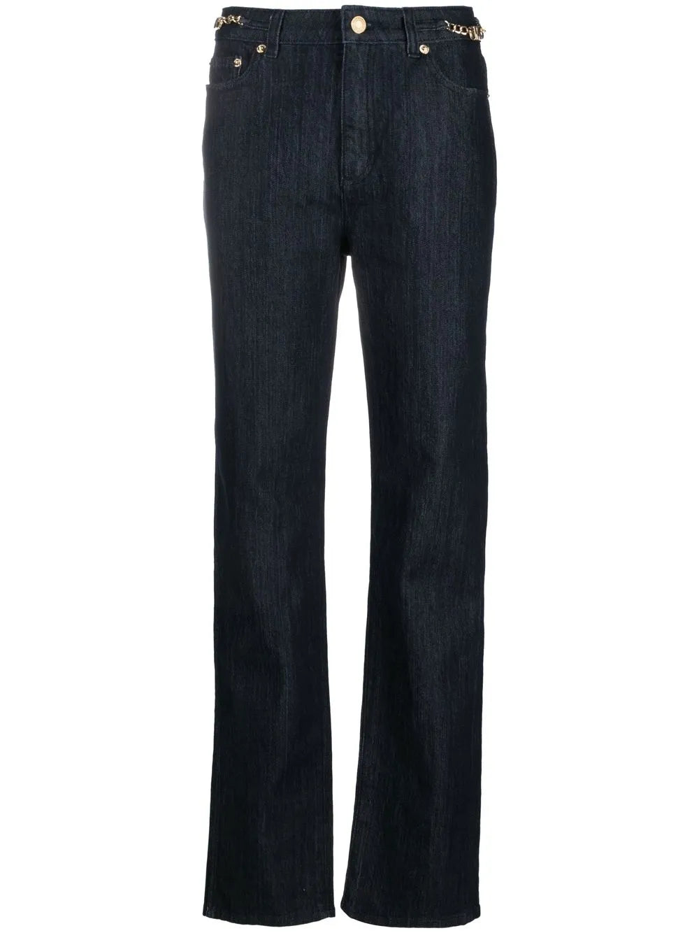 Straight-Leg Chain-Detail Jeans