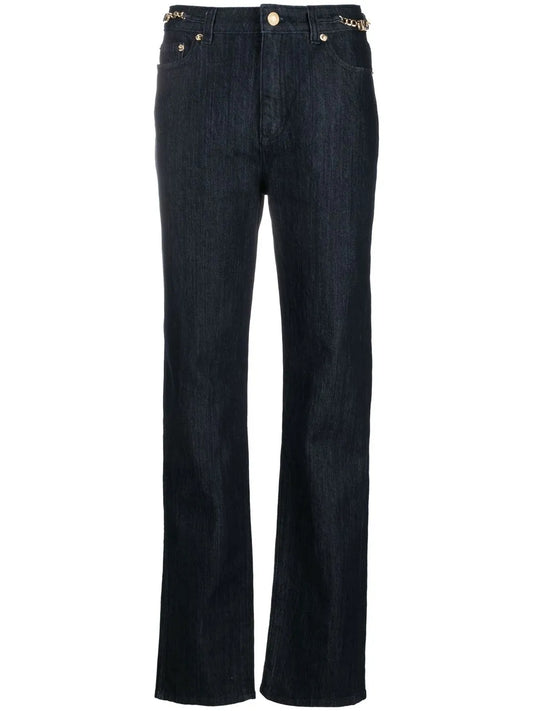 Straight-Leg Chain-Detail Jeans