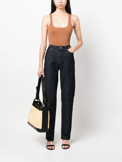 Straight-Leg Chain-Detail Jeans