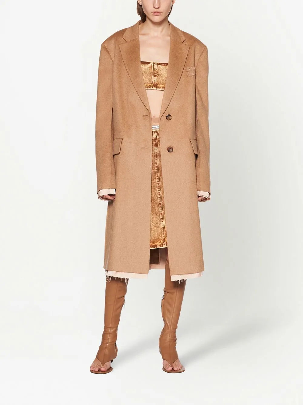 Single-Breasted Frayed-Lining Coat