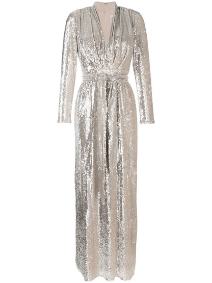Plunge Sequin-Column Gown