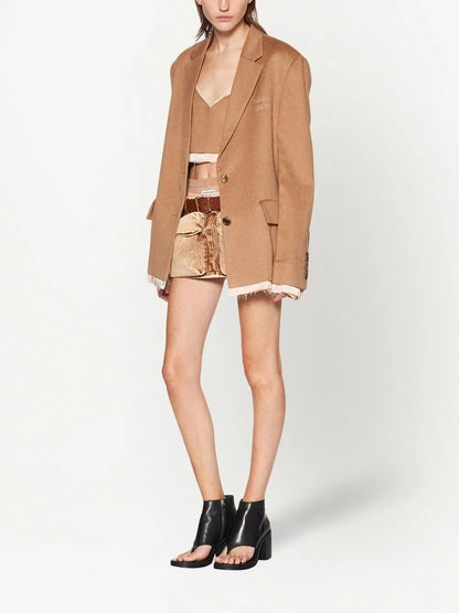 Single-Breasted Frayed Blazer