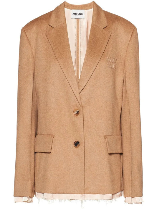 Single-Breasted Frayed Blazer
