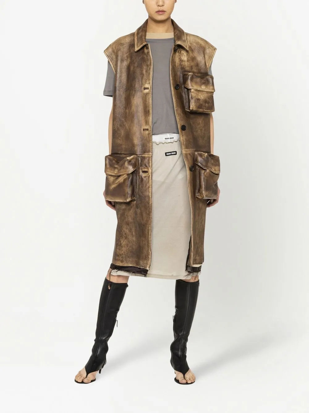 Nappa Leather Long Vest