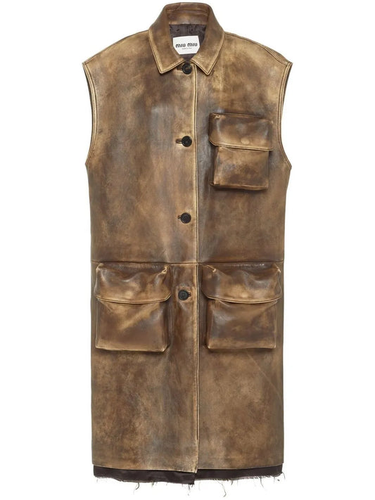Nappa Leather Long Vest