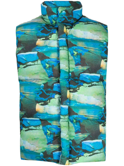 Printed Quilted Puffer Gilet