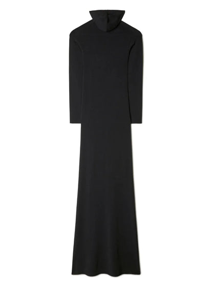 Floral-Appliqué Hooded Dress