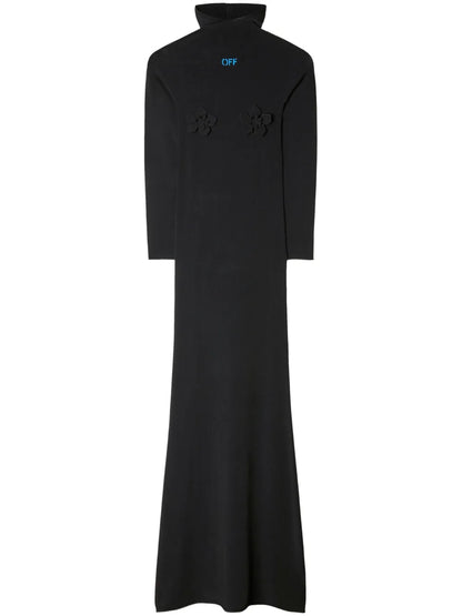 Floral-Appliqué Hooded Dress