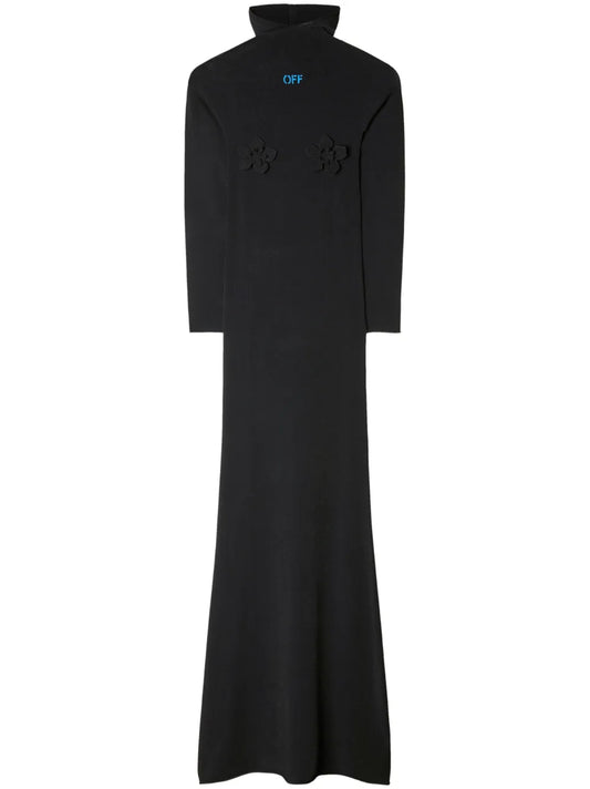 Floral-Appliqué Hooded Dress