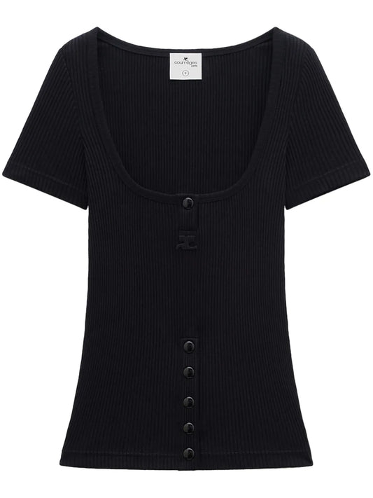Logo-Plaque Ribbed T-Shirt
