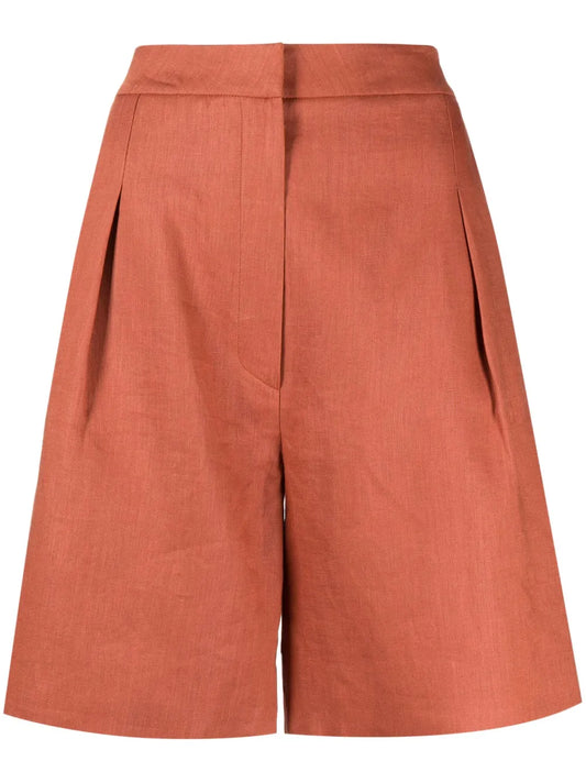 Pressed-Crease Linen Shorts