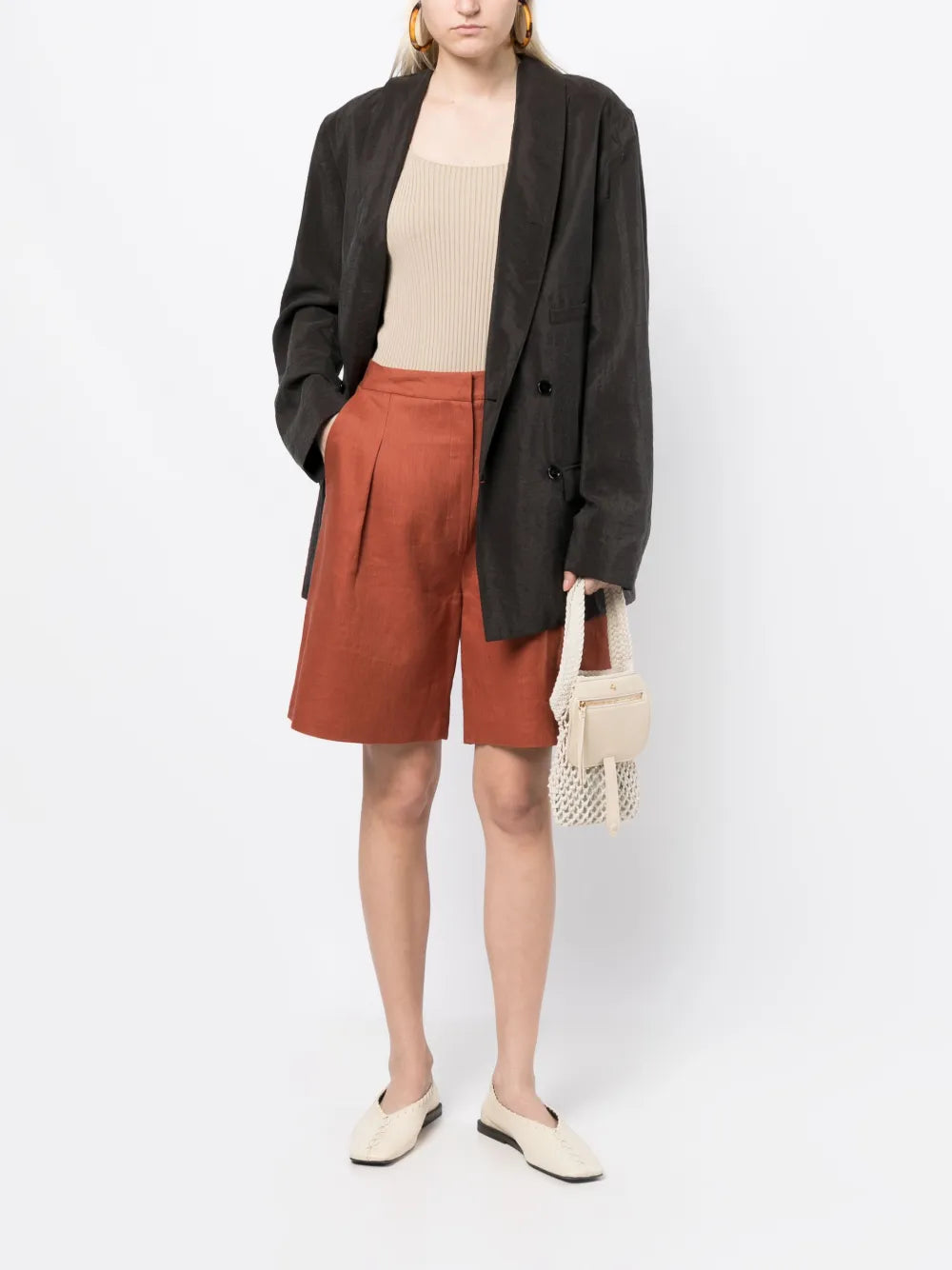 Pressed-Crease Linen Shorts