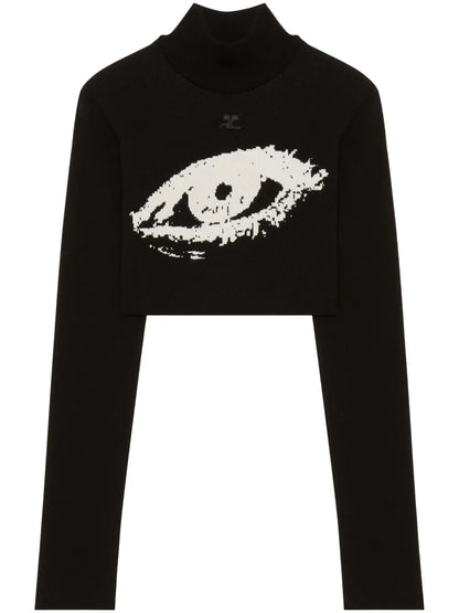 The Eye Fine-Ribbed Cropped Jumper