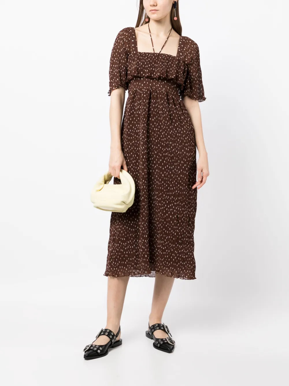 Smocked Waist Polka Dot Dress