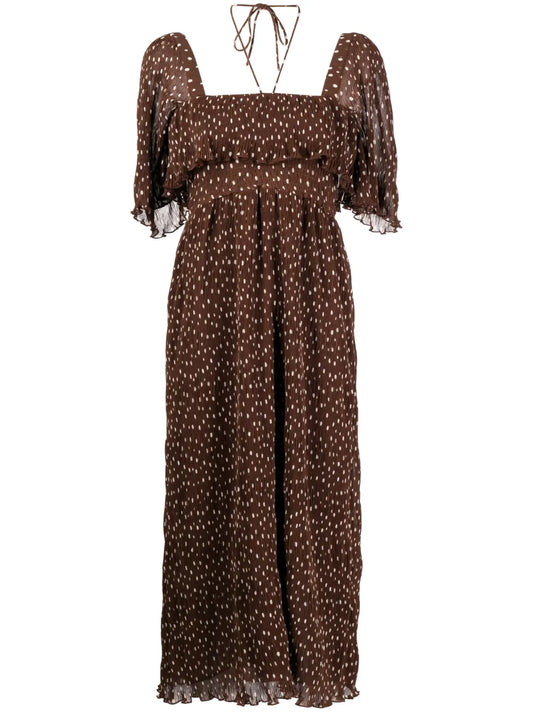 Smocked Waist Polka Dot Dress