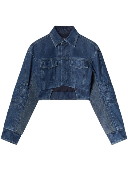 Cut-Out Motorcycle Denim Jacket