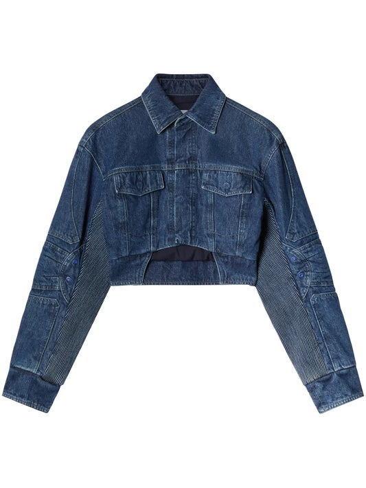 Cut-Out Motorcycle Denim Jacket