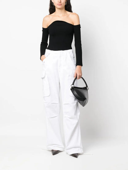 Ripped-Detail Wide-Leg Trousers