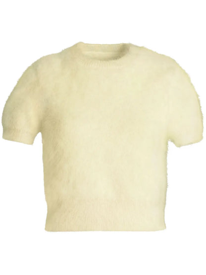 Short-Sleeve Knitted Crop Top