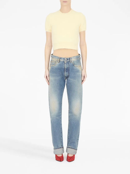 Short-Sleeve Knitted Crop Top