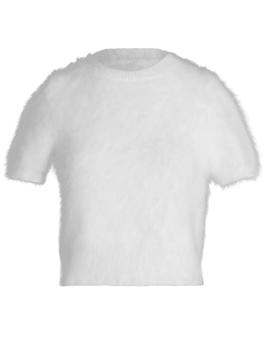 Short-Sleeve Knitted Crop Top