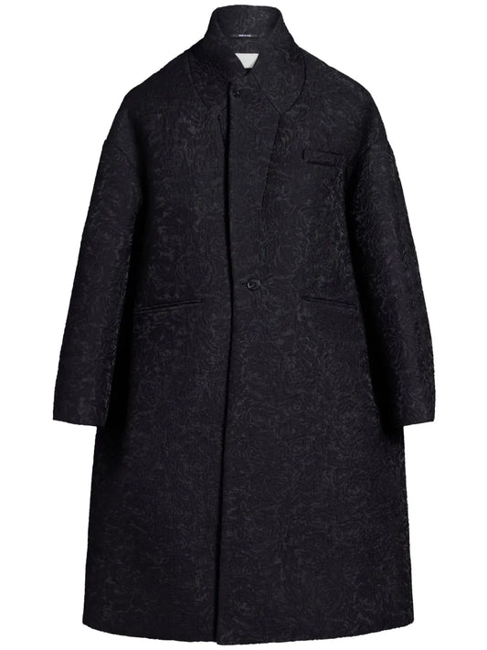 Flower-Jacquard Cloqué Coat