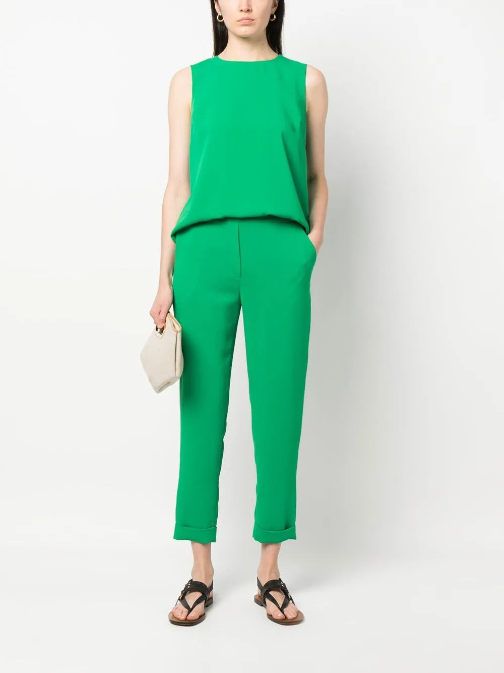 Collarless Sleeveless Blouse