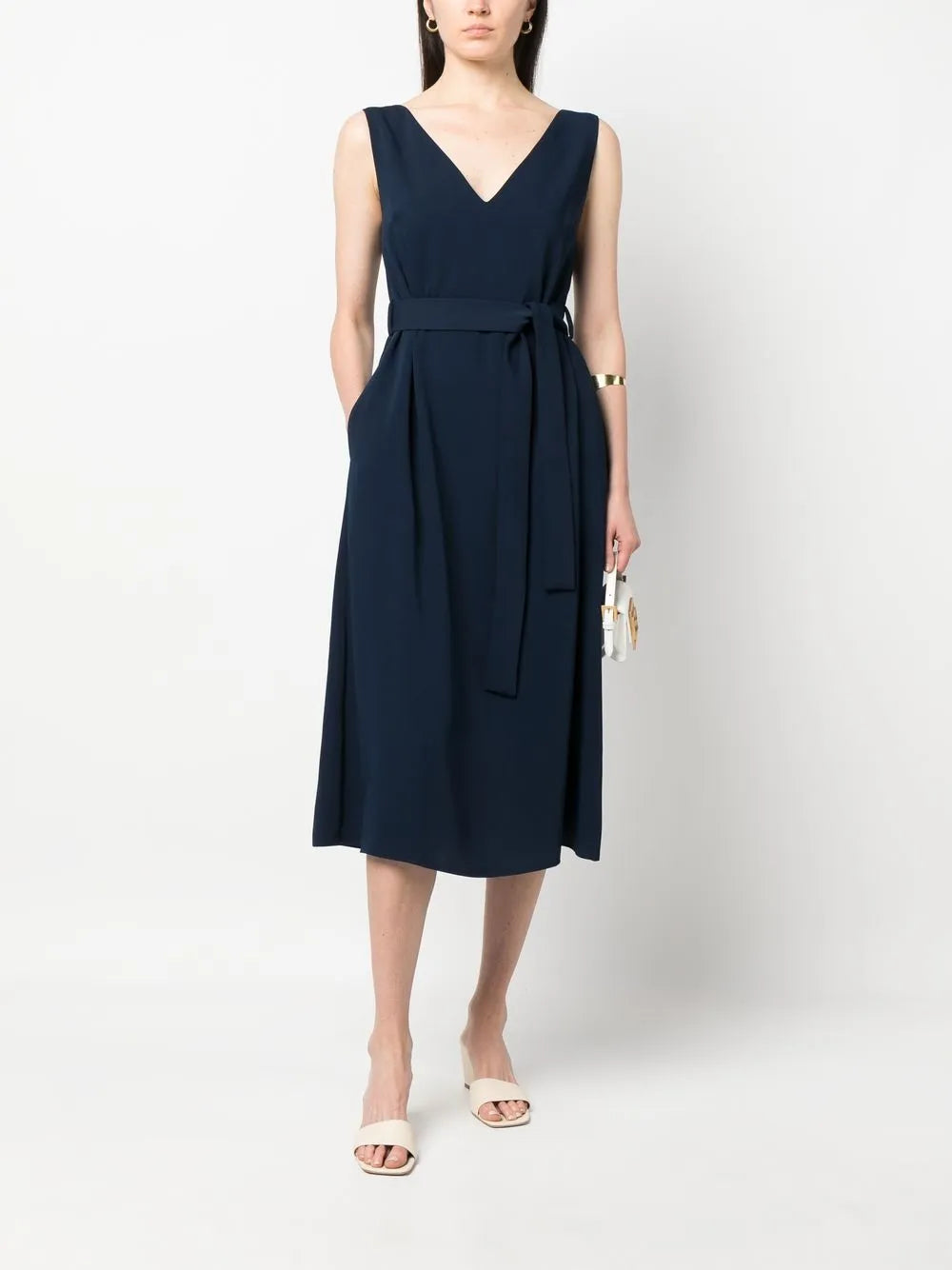 V-Neck Tie-Waist Dress