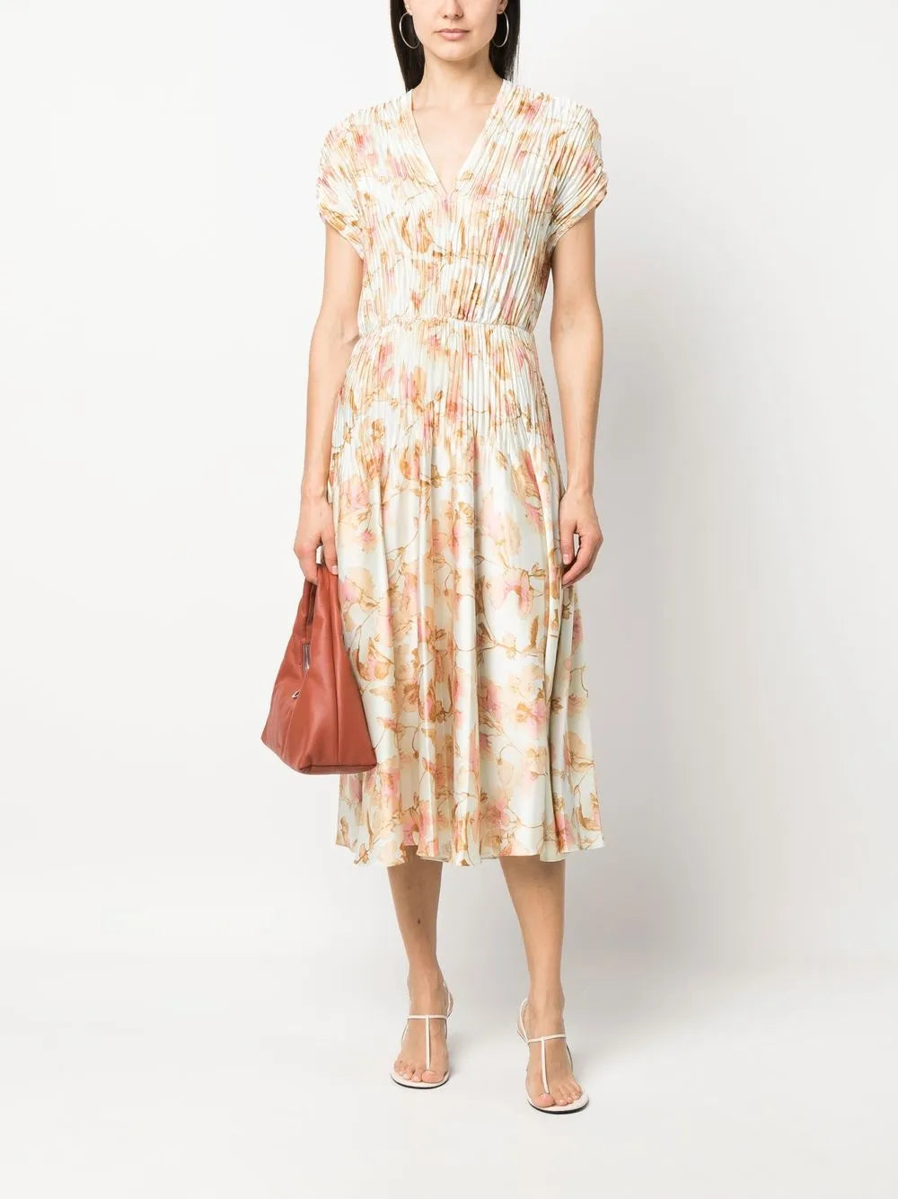 Floral-Print Plissé Dress