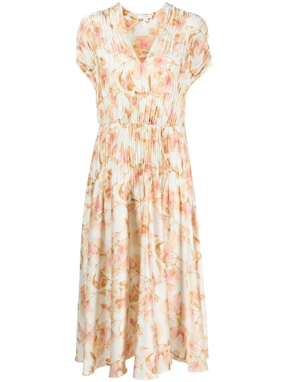 Floral-Print Plissé Dress