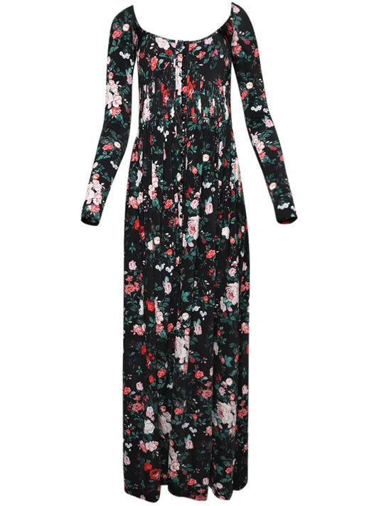 Rose-Print Maxi Dress