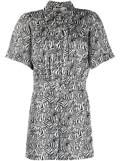 Graphic-Print Short-Sleeve Playsuit