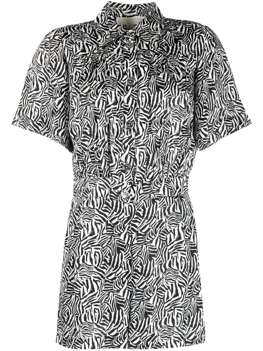 Graphic-Print Short-Sleeve Playsuit