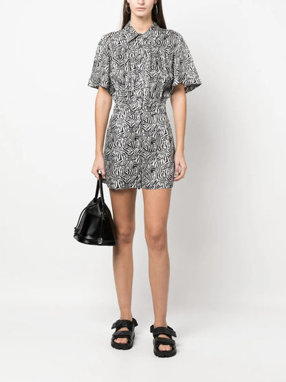Graphic-Print Short-Sleeve Playsuit