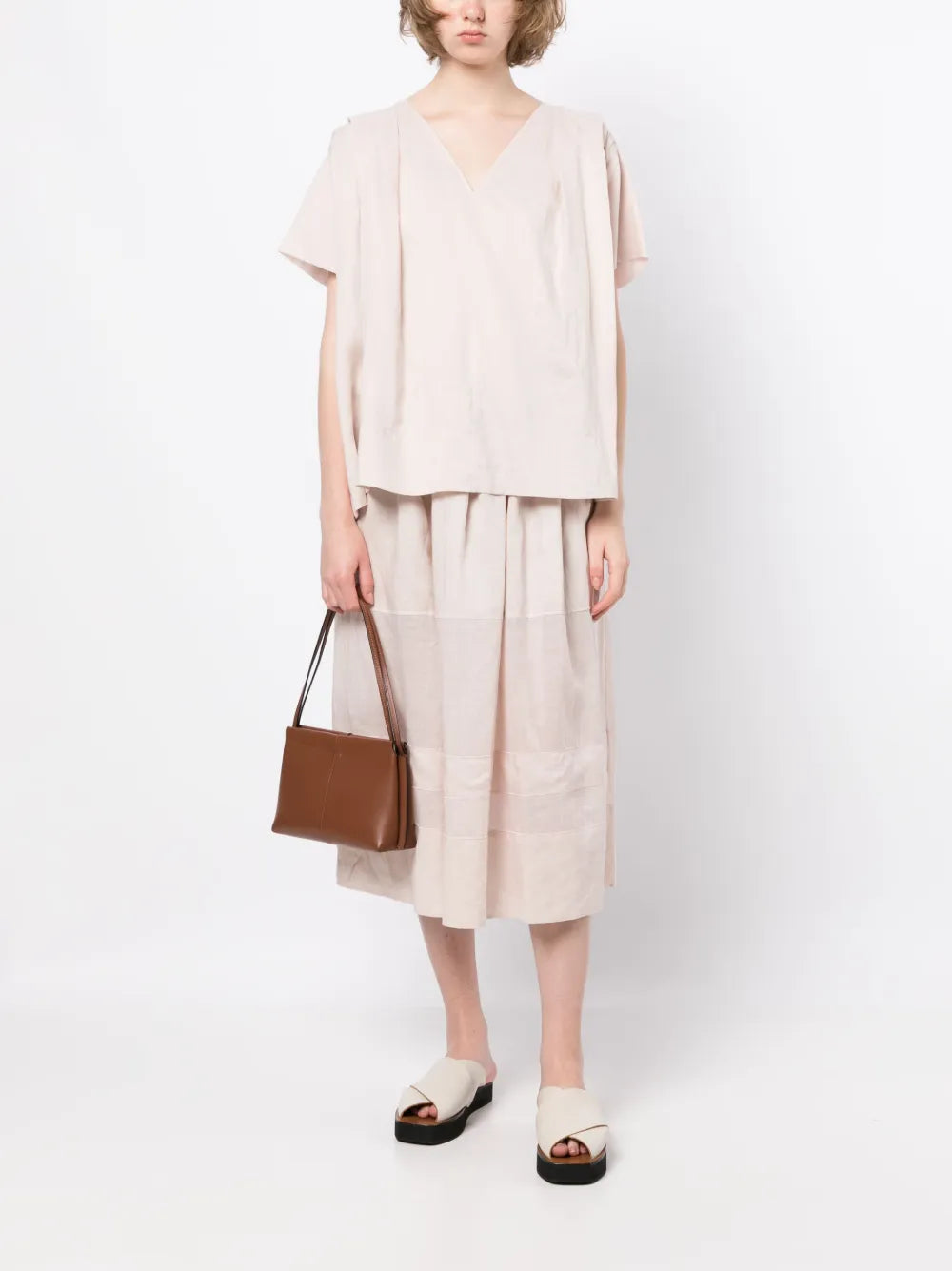 Stripe-Detail Straight Skirt