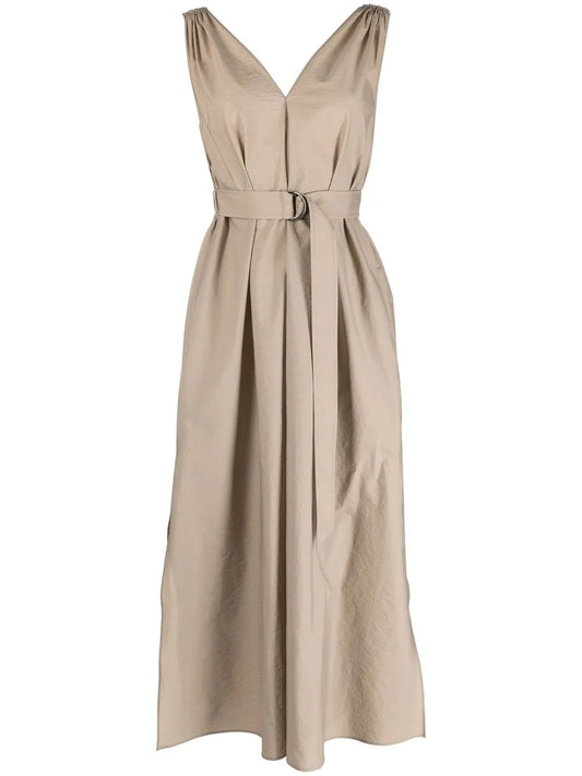 Belted-Waist Maxi Dress
