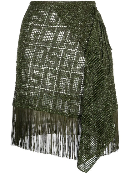 Fringe-Detail Macramé Skirt